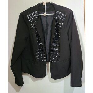 Torrid Cropped Open Front Blazer Black Lined Long Sleeve Studded  size 3